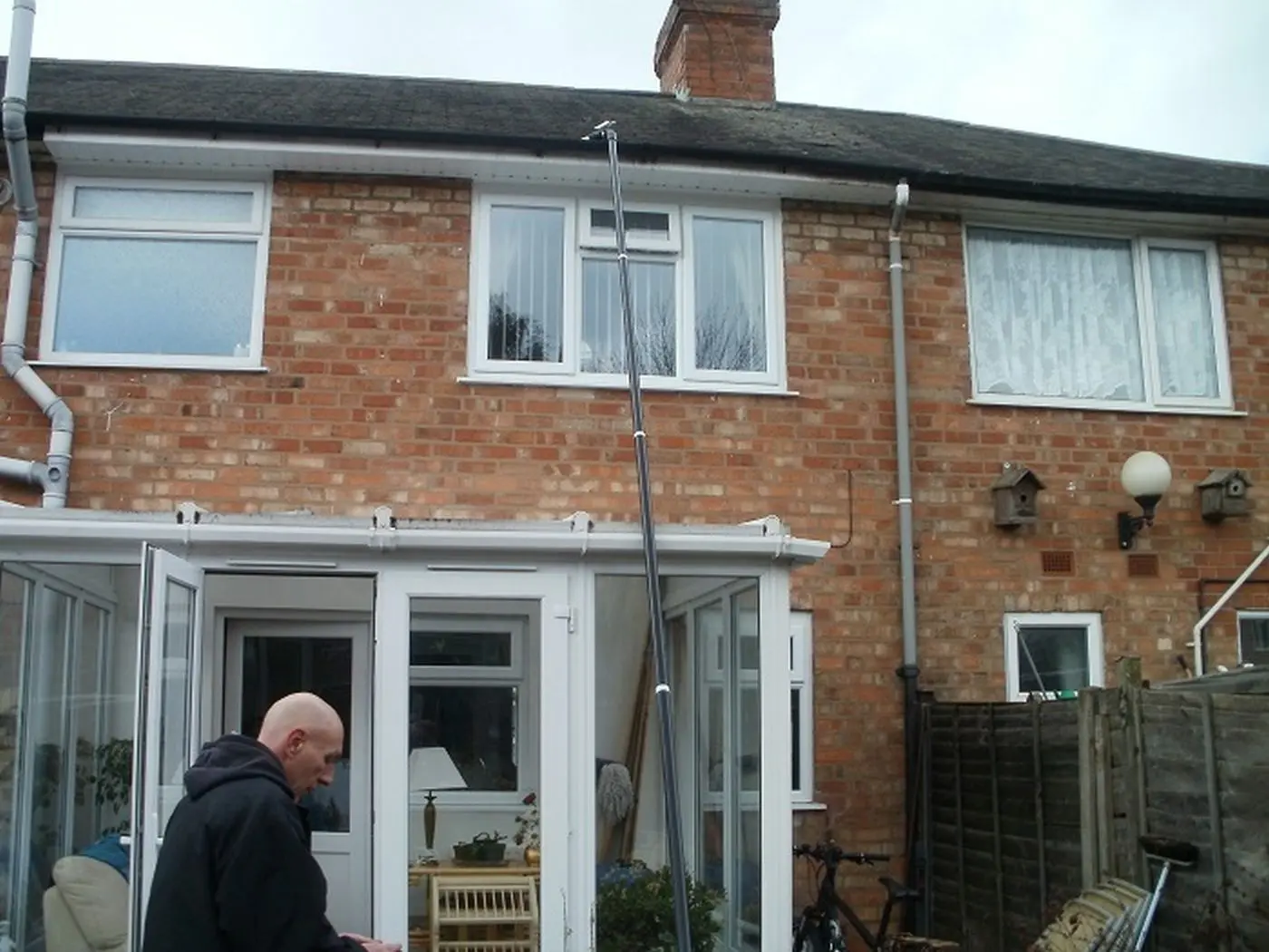 setting up roof cleaning